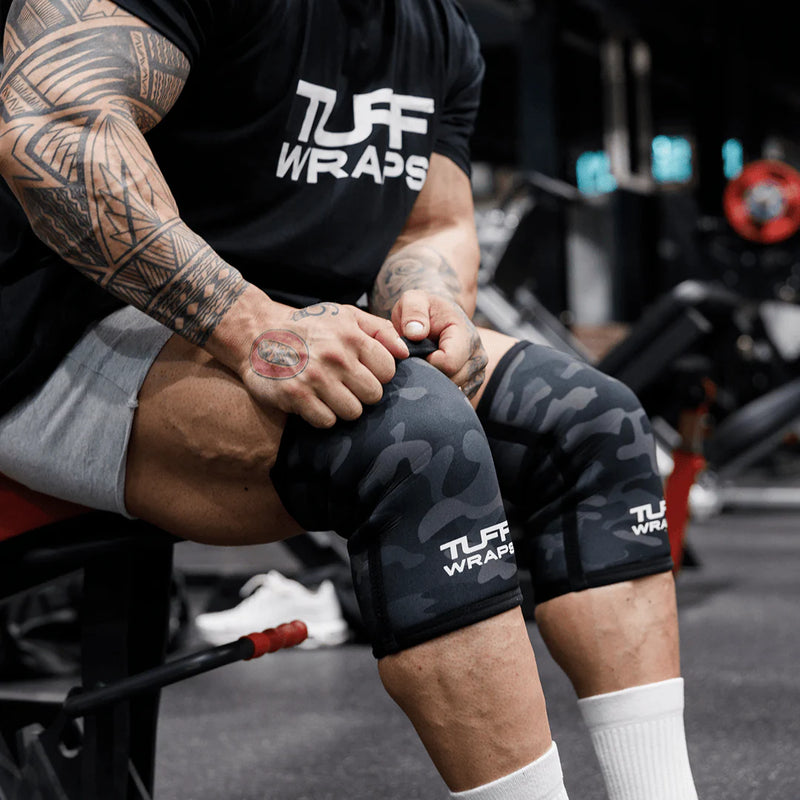 TUFF 7mm Competition Knee Sleeves (Black Camo)