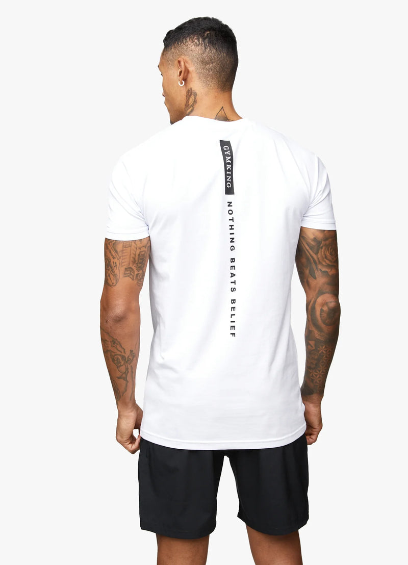 Gym King Nothing Beats Belief Tee - White
