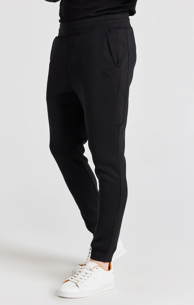 Black Embroidered Cuffed Track Pant