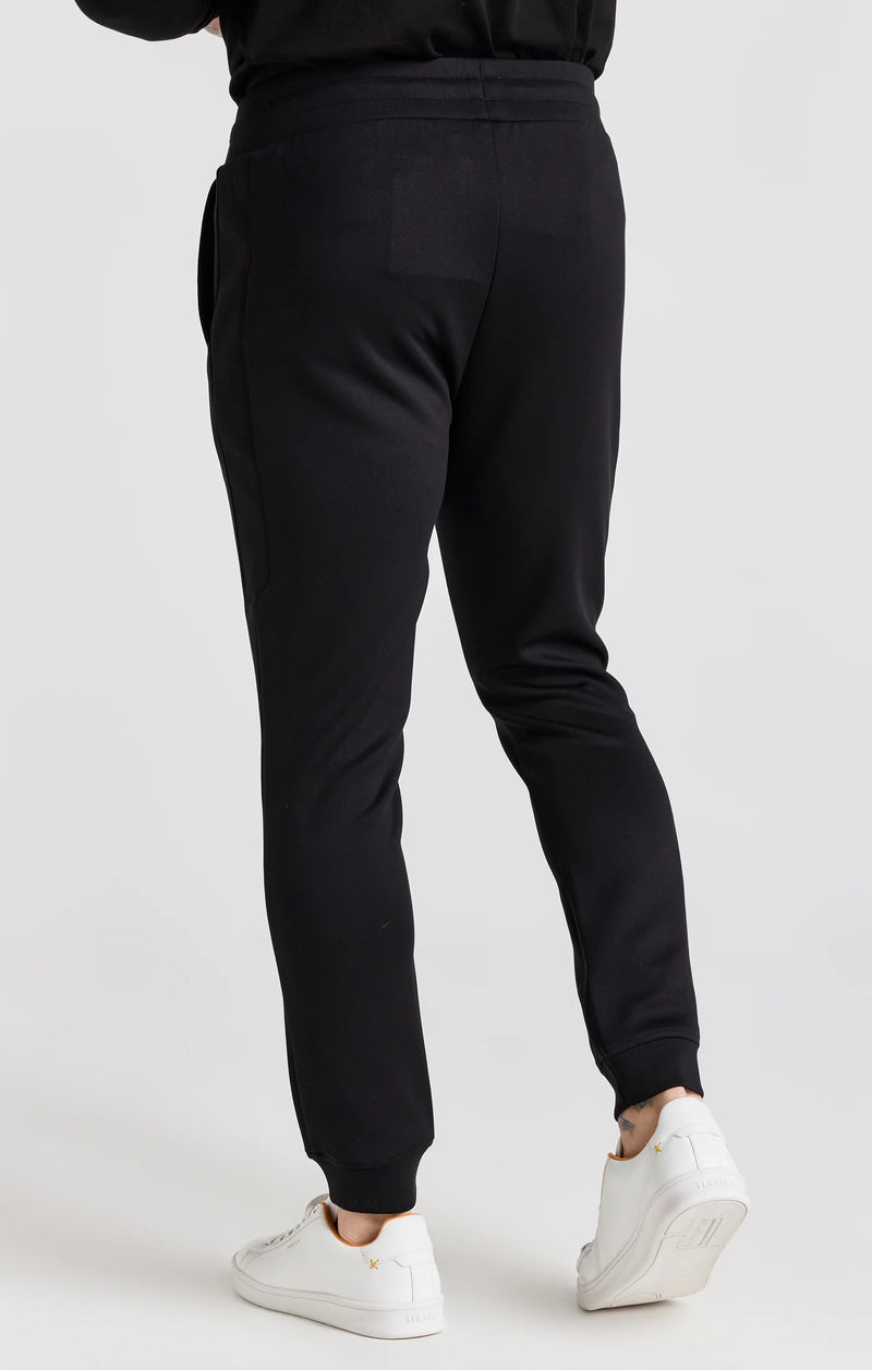 Black Embroidered Cuffed Track Pant