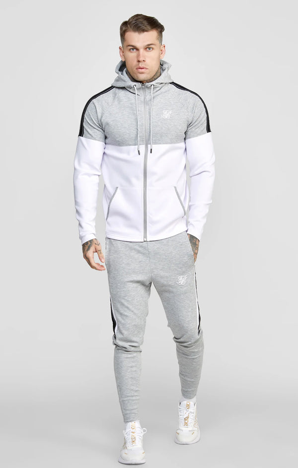 Grey Marl Zip Through Hoodie And Jogger Tracksuit Set