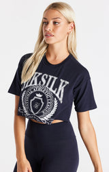 Navy Varsity Cropped T-Shirt