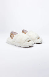 White Fluffy Slide Slipper